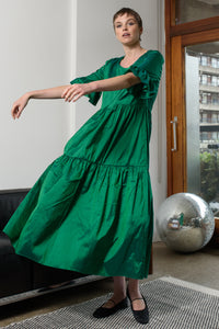 Primrose Hill Dress in Green Silk