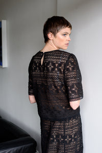 Black Nottingham Cluny Lace Top | Made in England | Justine Tabak 