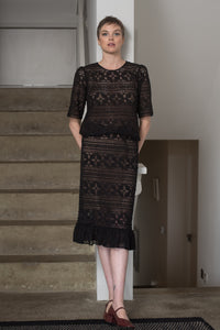 Nottingham Cluny Black Lace Skirt | Made in England | Justine Tabak