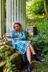 Tartan Linen Fitted Dress | Made in England | Justine Tabak 