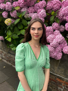 Green Linen summer dress. Made in England 