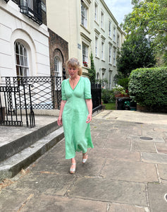 Green Linen summer dress. Made in England 