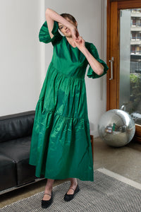 Primrose Hill Dress in Green Silk