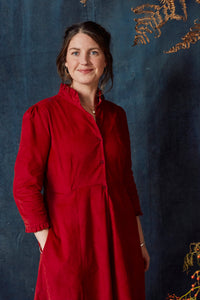 red corduroy shirt dress | Made in England | Justine Tabak 