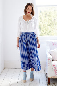 Pull-on Skirt in Striped Irish Linen | Made in England | Justine Tabak