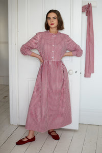 Red gingham cotton maxi dress | Made in England | Justine Tabak 