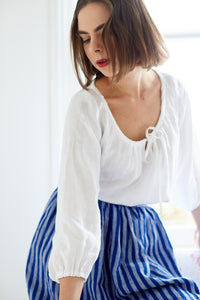 Plain Chemise White Linen Top | Made in England | Justine Tabak