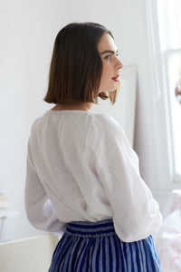 Plain Chemise White Linen Top | Made in England | Justine Tabak