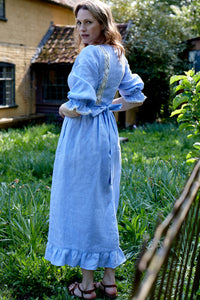 Cornflower Irish Linen and Lace London Fields Dress